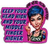 Slim Sherri Head High Middle Finger Sticker 3x3